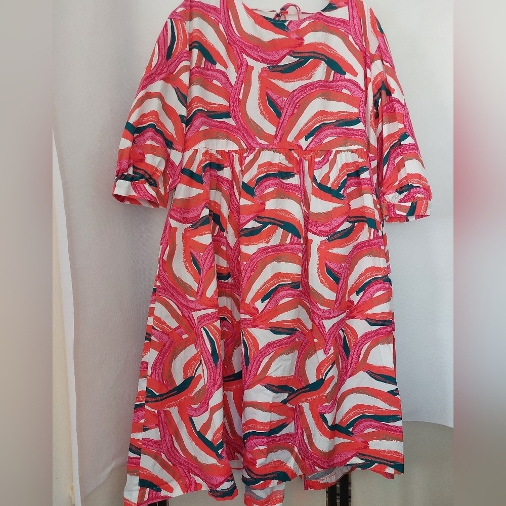 Nordstrom X Christina Martinez Rainbow Print Cotton Swing Dress